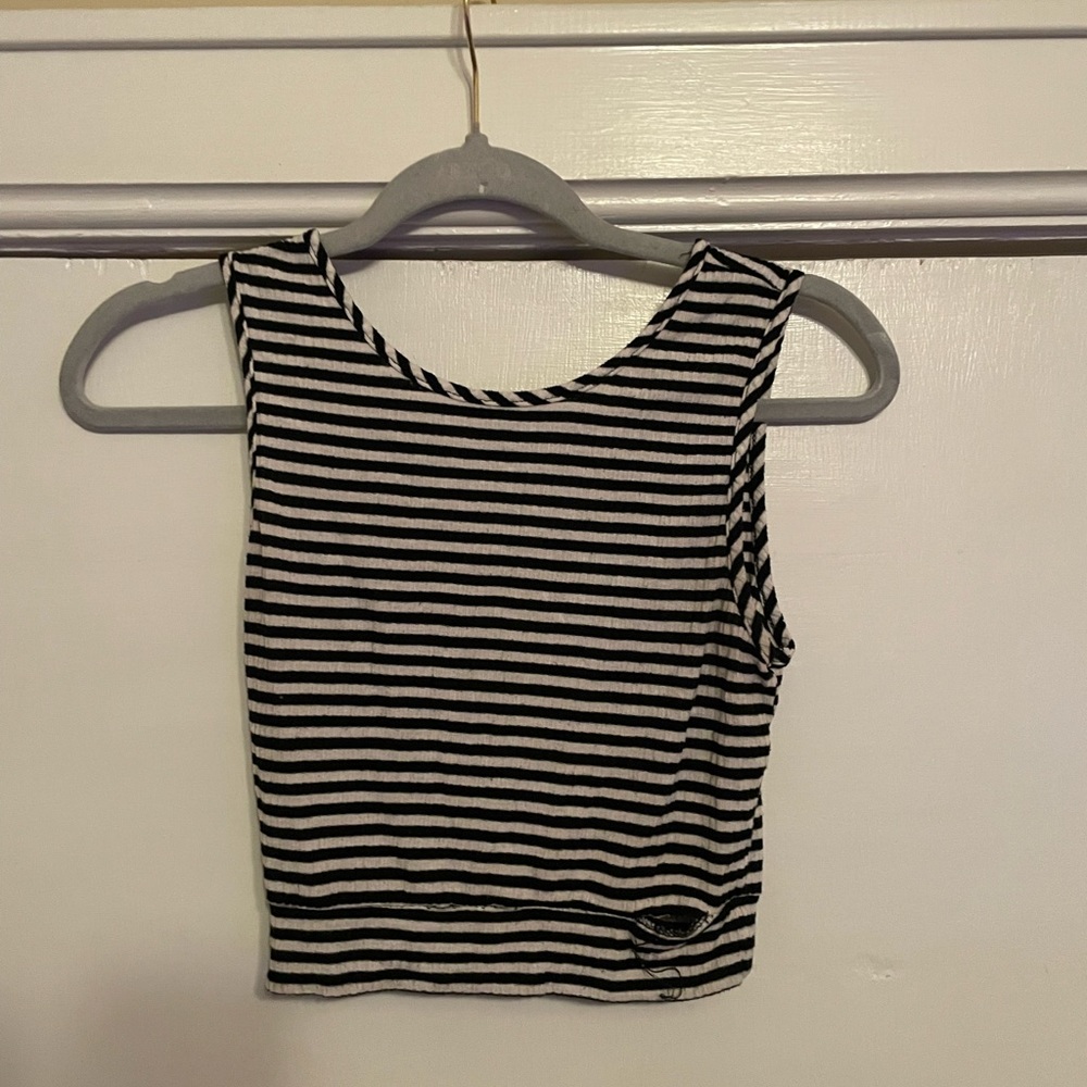 Black and White Striped Crop Top